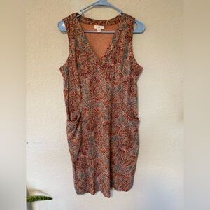 J Jill floral Paisley sleevless pocket dress, cottagecore summer vacation dress